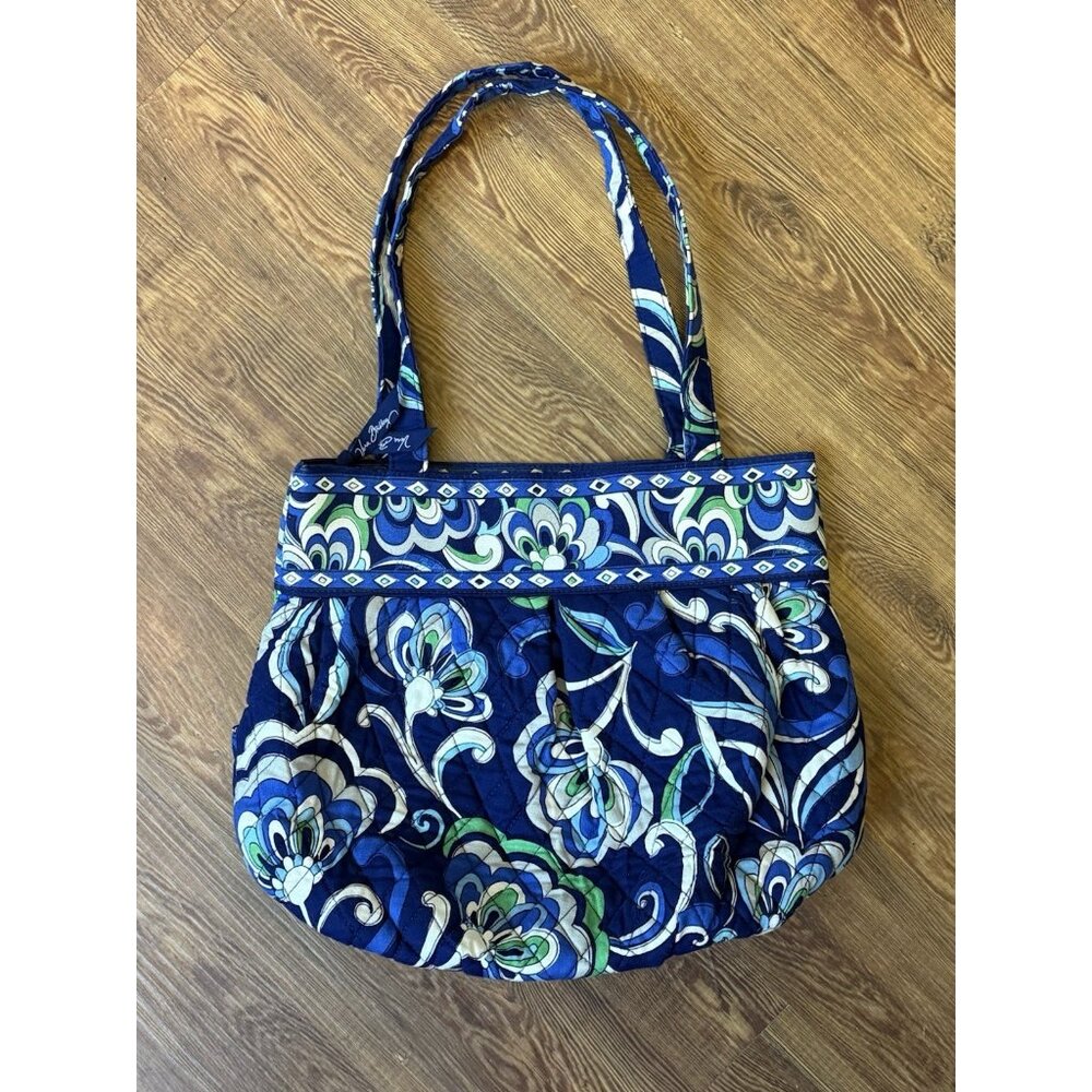 Vera Bradley Bucket Bag In Mediterranean Blue Floral Design.